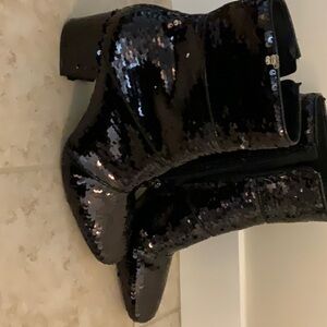 Ava &Aiden black sequin booties.